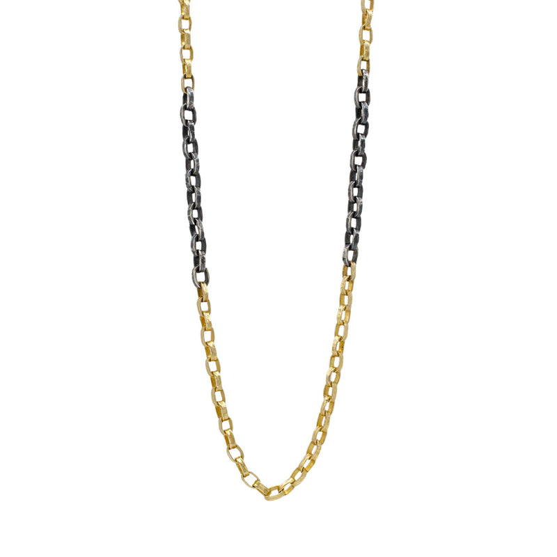 Gold & Oxidized Sterling Handmade Chain 26