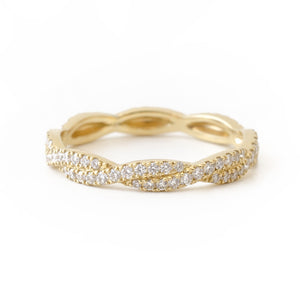 18k yellow diamond twist ring wedding band 