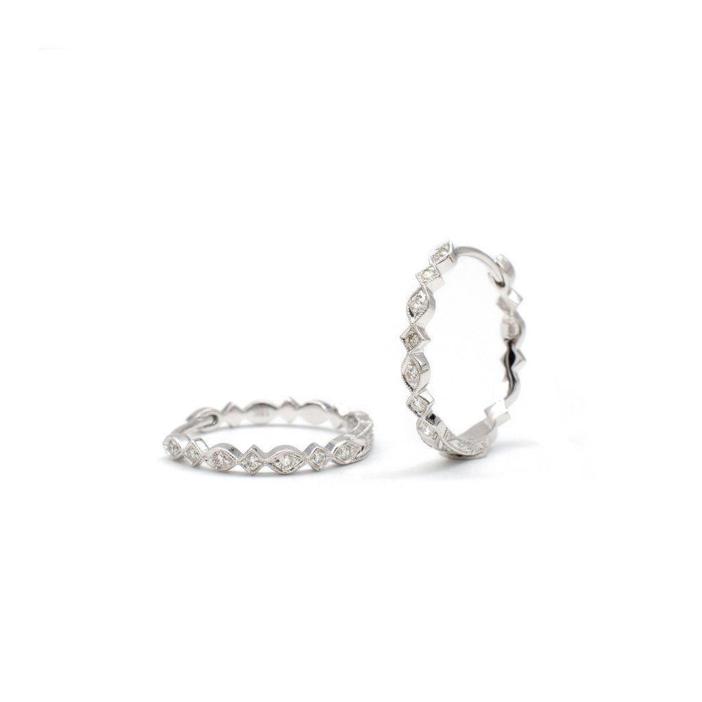 Marquise & Square Hoops White