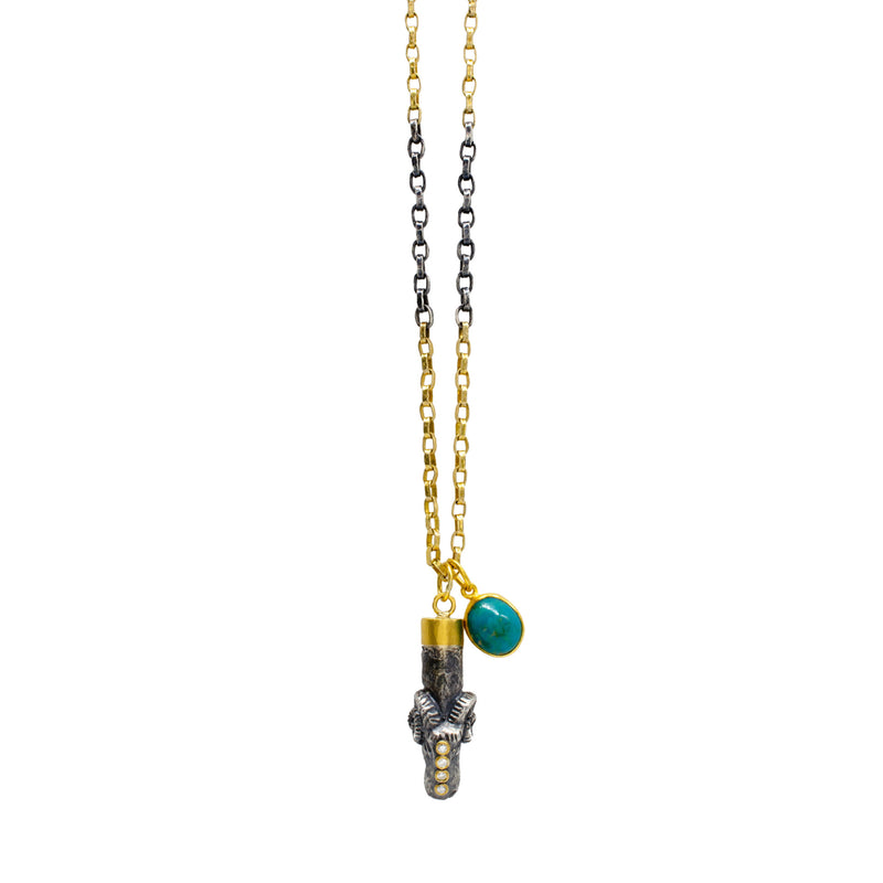 Ram's Head & Turquoise Pendant