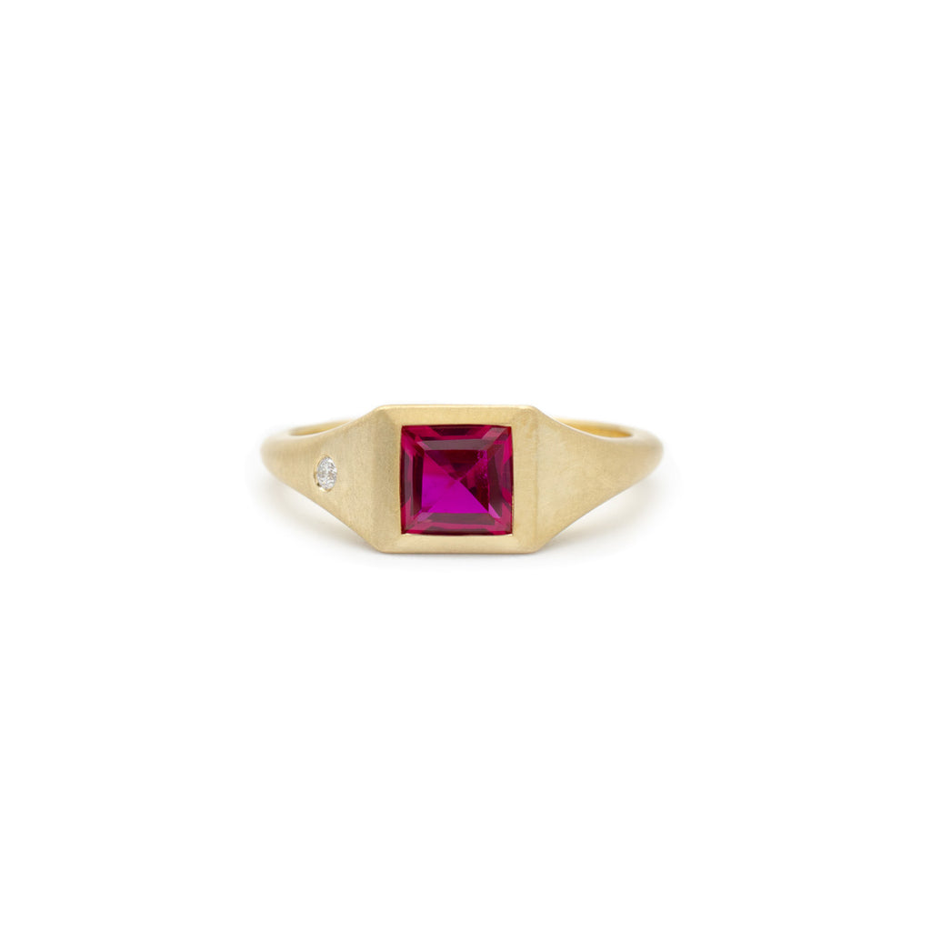 Rubellite Flat Top Ring