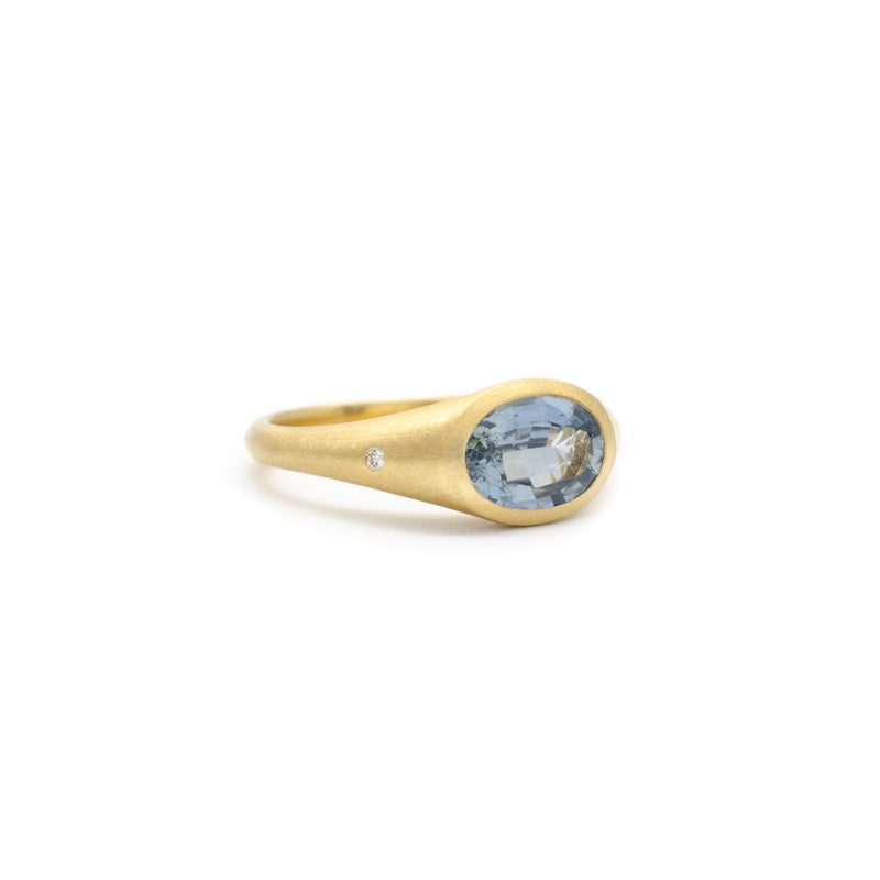 Denim Sapphire Flat Top Ring