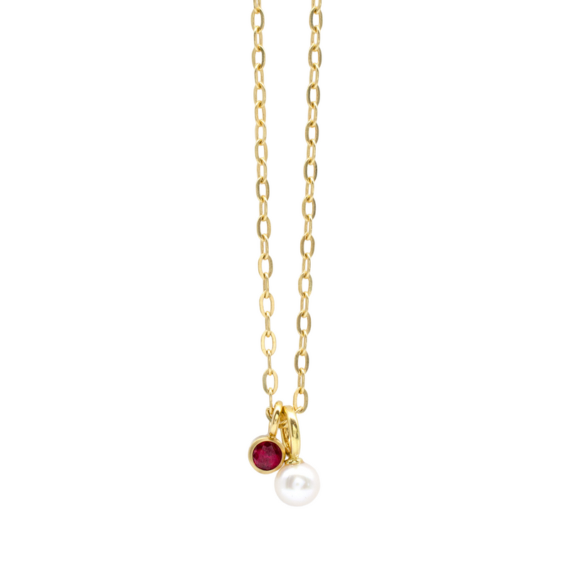 Mini Mod Ruby & Pearl Pendant