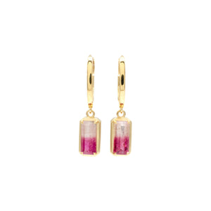 Bi-Color Tourmaline F Bezel Dangles