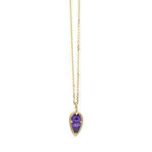1.32ct Purple Pear Sapphire F Bezel Pendant