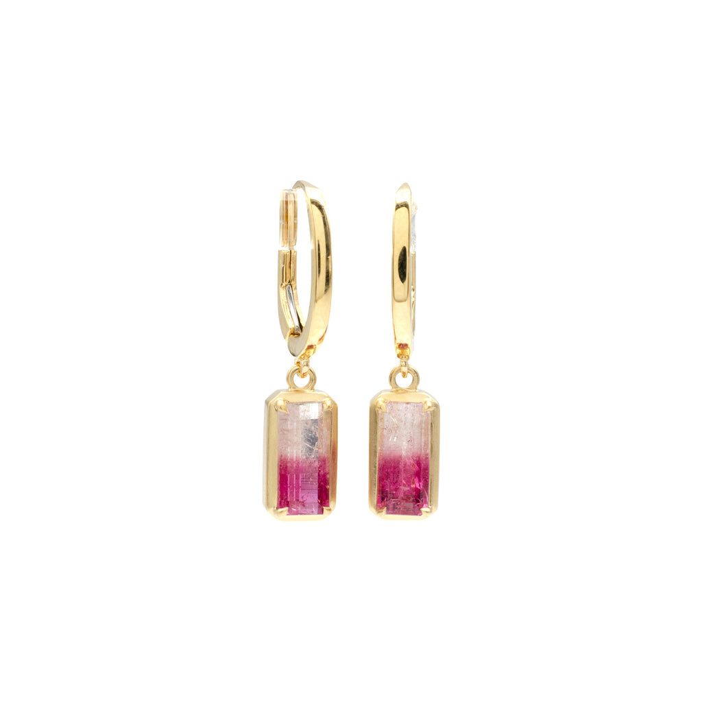 Bi-Color Tourmaline F Bezel Dangles