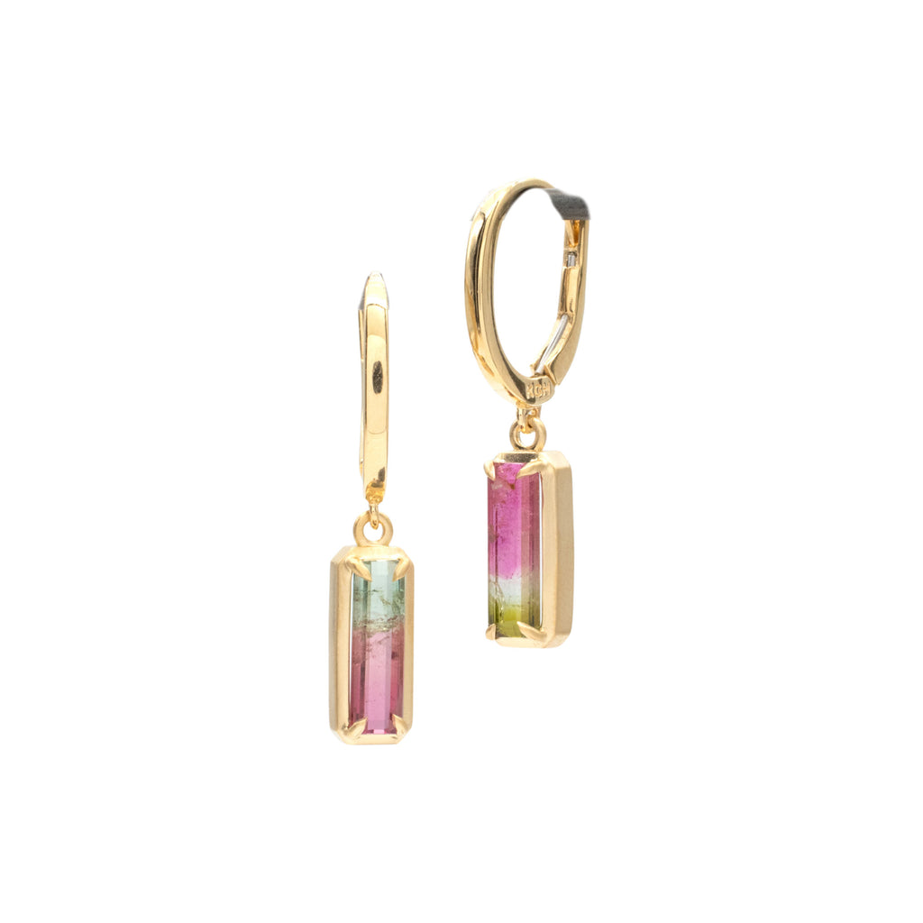 Watermelon Tourmaline F Bezel Dangles