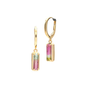Watermelon Tourmaline F Bezel Dangles