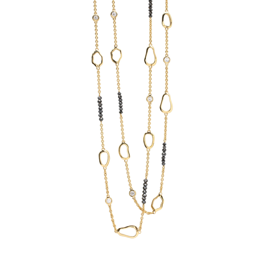 Black & White Diamond Bead Necklace