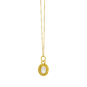 3ct Rainbow Moonstone & Diamond Halo Pendant