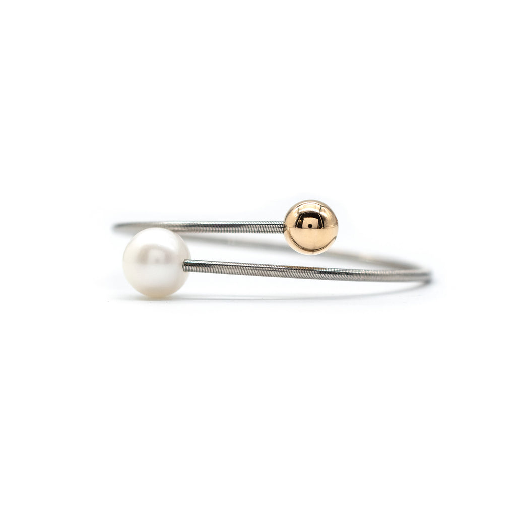 Pearl & Sphere Twist Bracelet