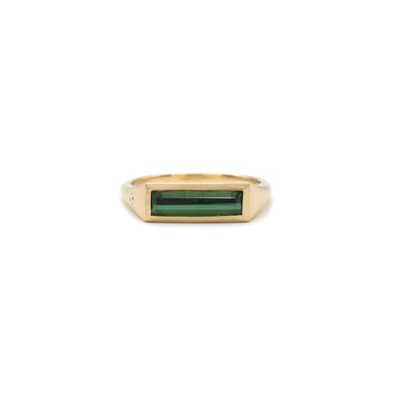 Rich Green Tourmaline Flat Top Ring