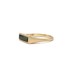 Rich Green Tourmaline Flat Top Ring