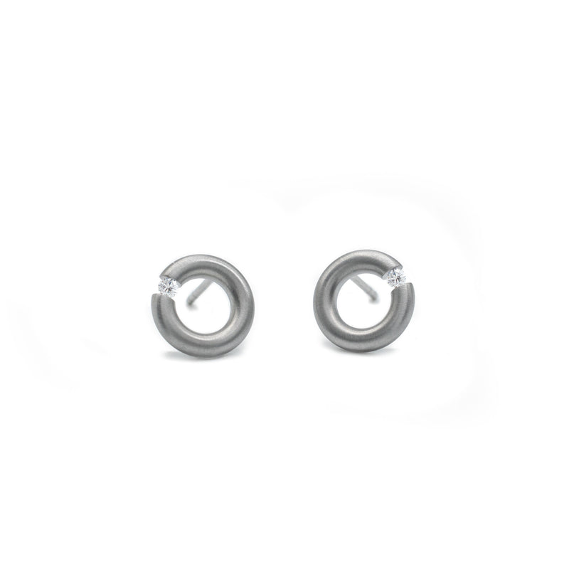 Single Diamond Circle Studs