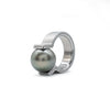 Tahitian Pearl & Diamond Pave Victory Ring