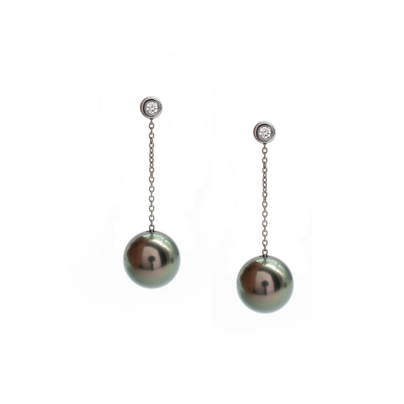 Diamond & Tahitian Pearl Dangles