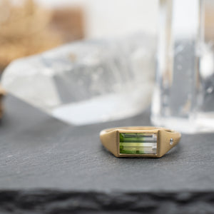 Bi-color Tourmaline Flat Top Ring