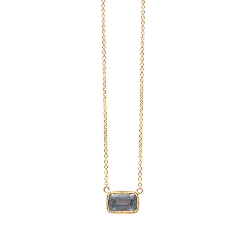 1.89ct Grey Sapphire Milgrain Necklace