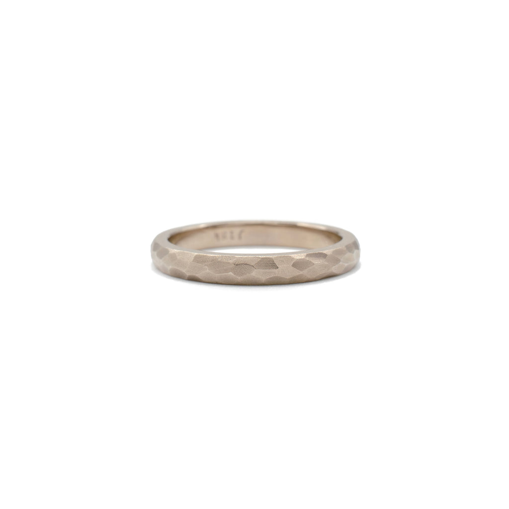 White Gold Hammered Band