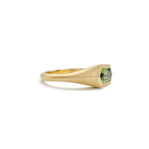 Green Sapphire Flat Top Ring