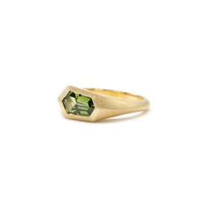 Green Sapphire Flat Top Ring
