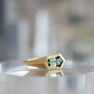 Green Sapphire Flat Top Ring