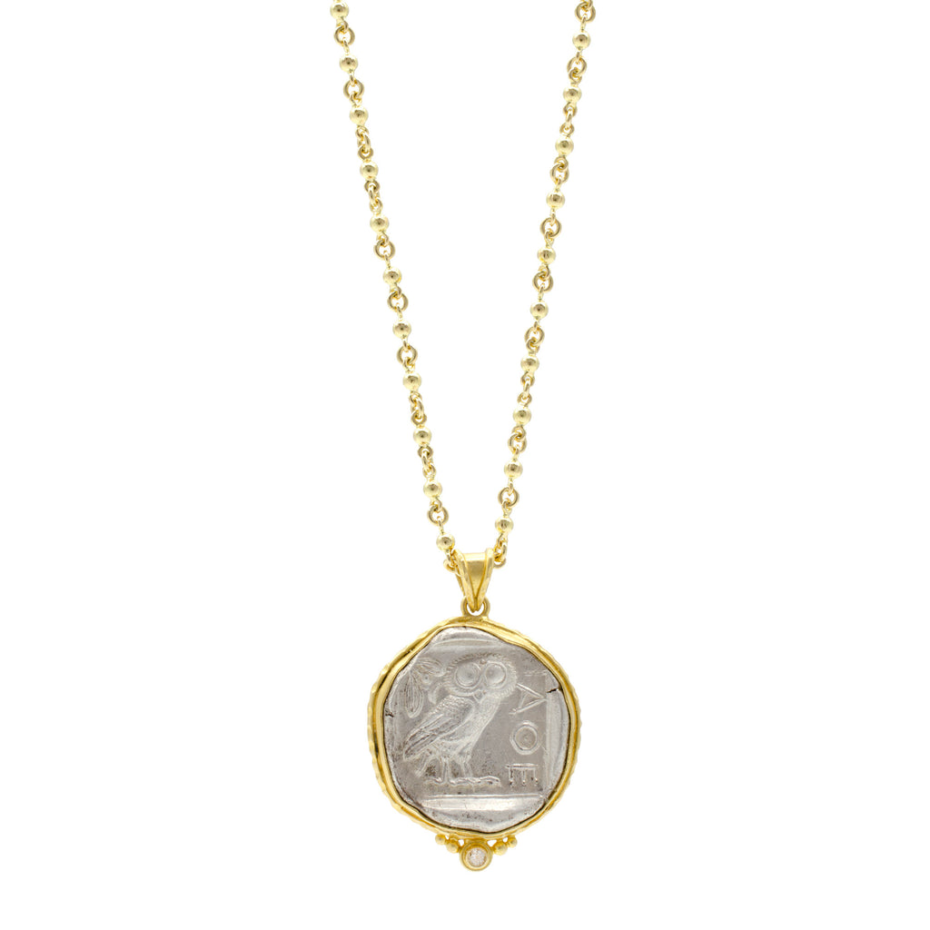26mm Ancient Coin with Owl of Athena