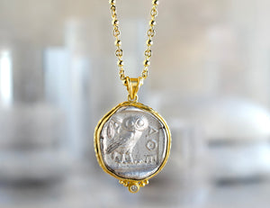 26mm Ancient Coin with Owl of Athena