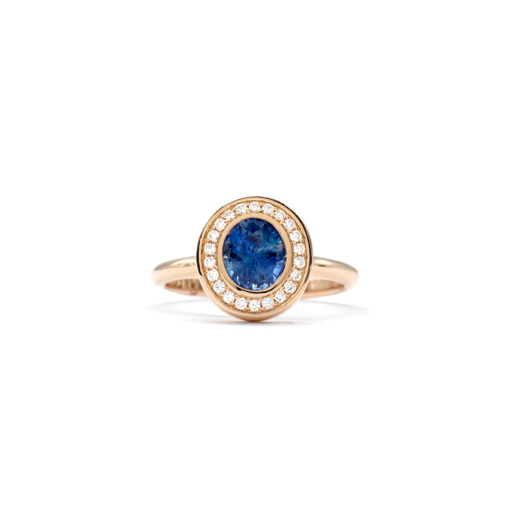 1.16ct Blue Sapphire Halo Ring