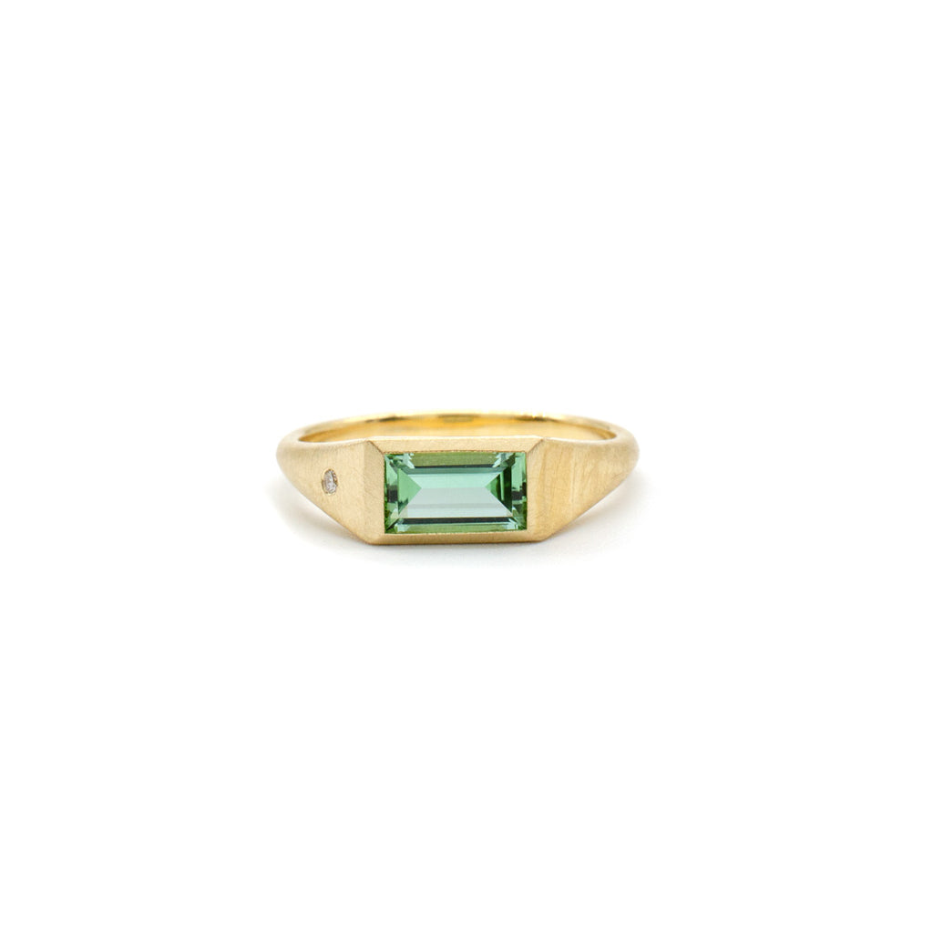 Step Cut Tourmaline Flat Top Ring