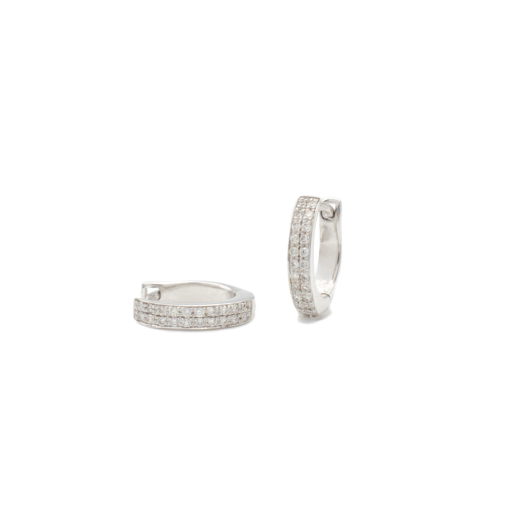 Petite Diamond Huggies in White