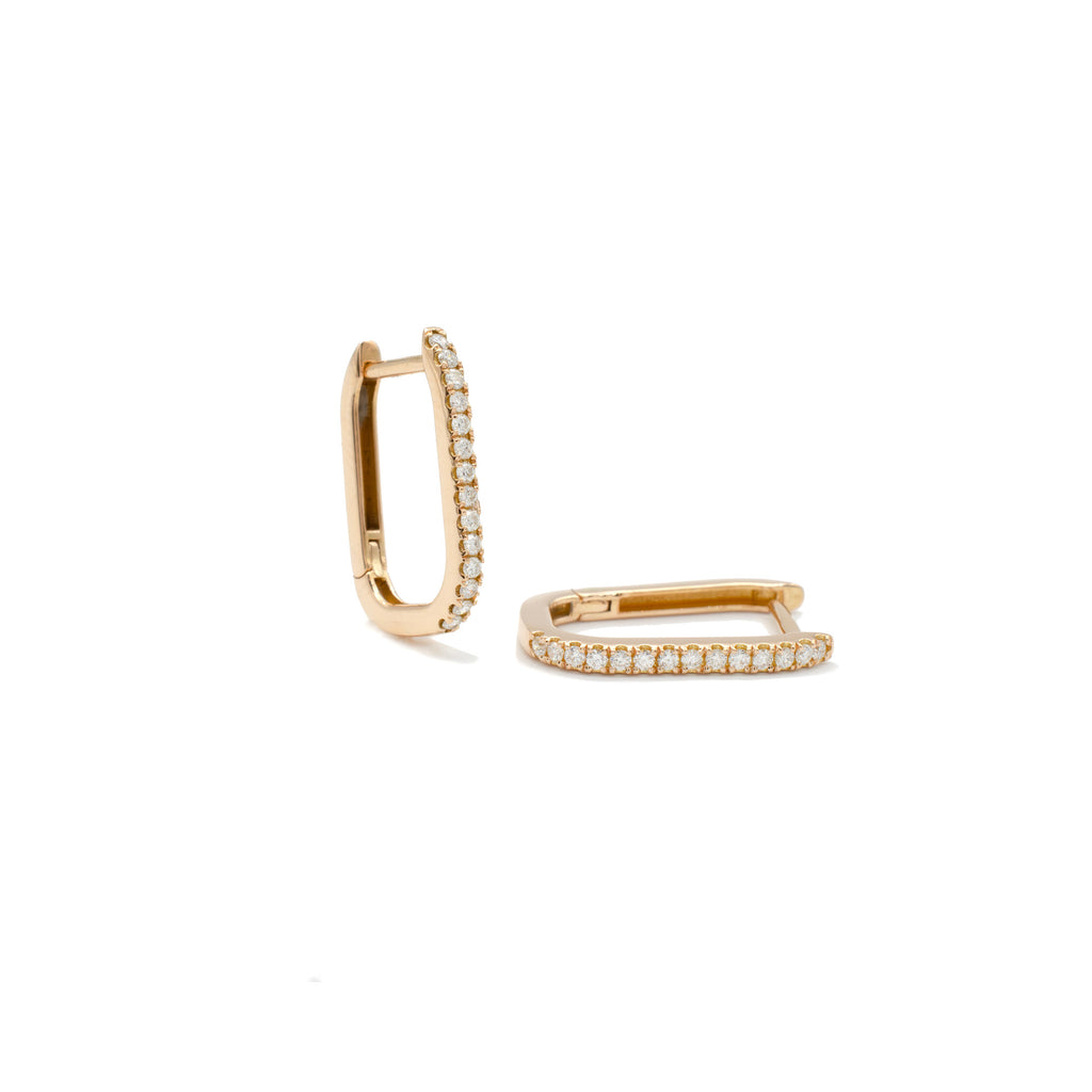 Diamond Rectangle Hoops in Rose