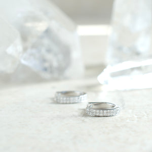 Petite Diamond Huggies in White