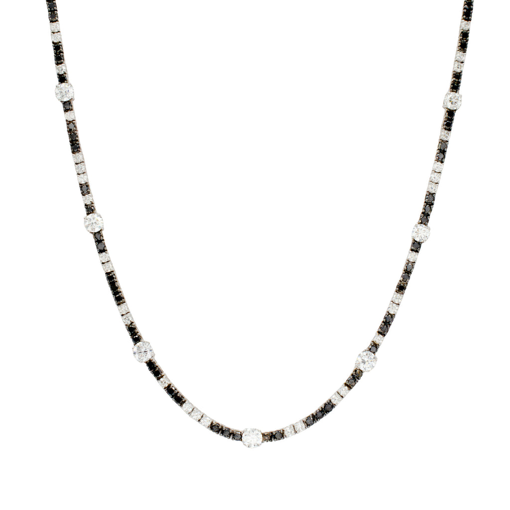 Black & White Diamond Line Necklace