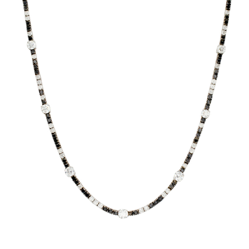 Black & White Diamond Line Necklace