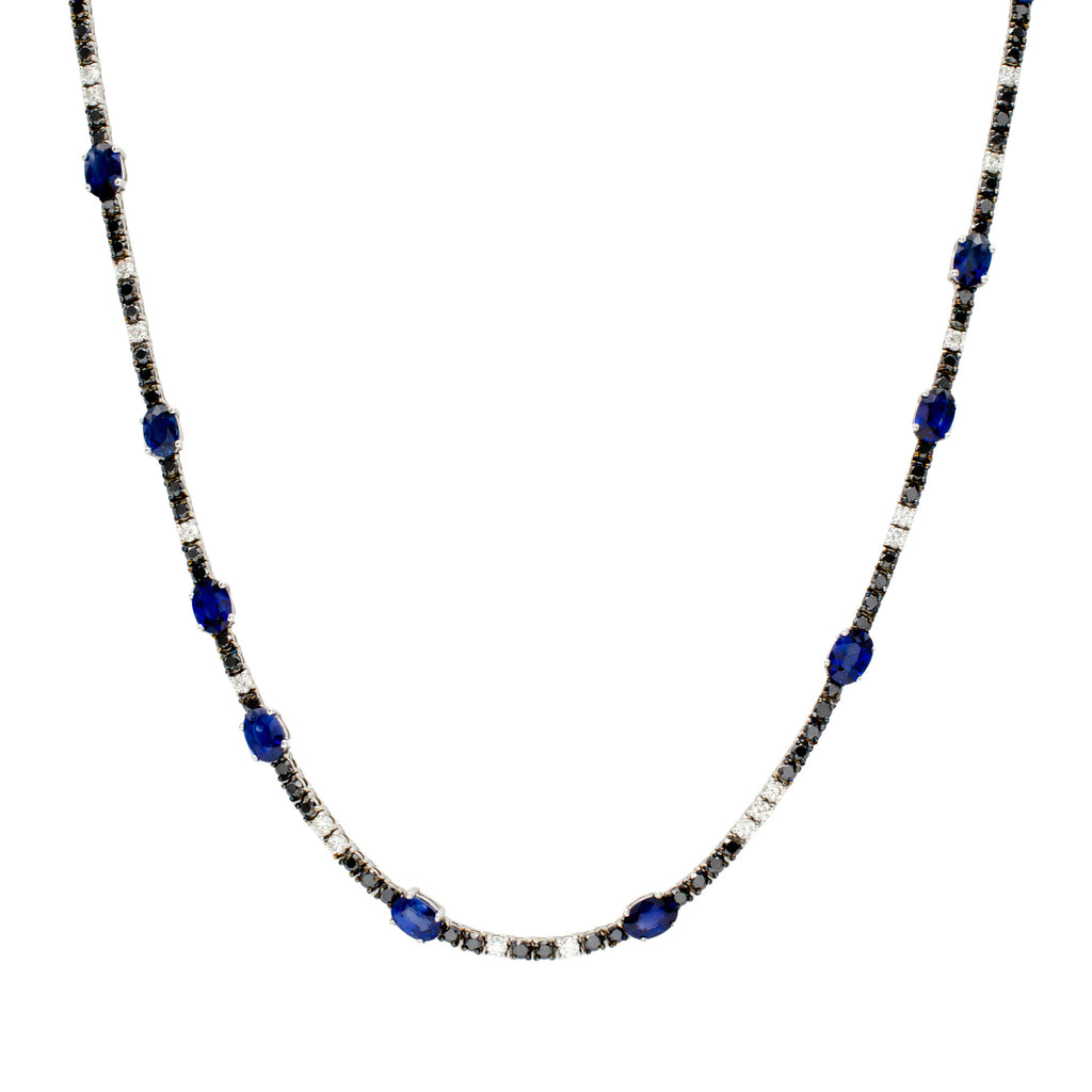 Sapphire & Diamond Line Necklace