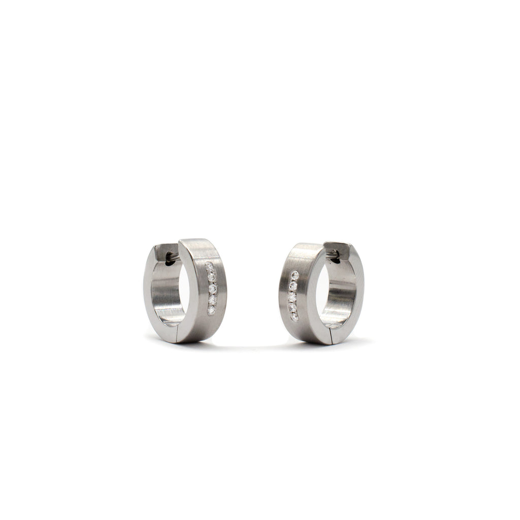 5mm Pave Diamond Hoops