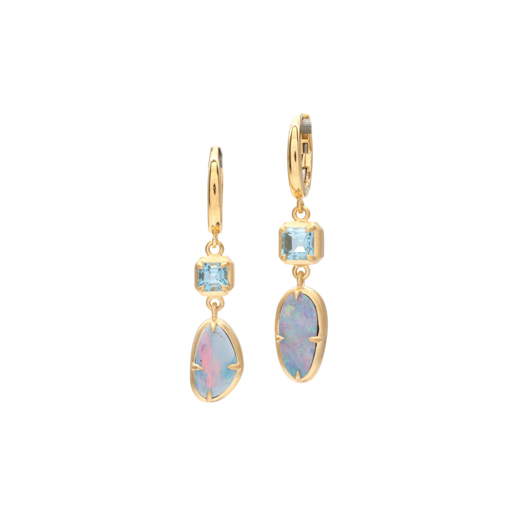Aqua & Opal F Bezel Dangles