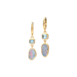 Aqua & Opal F Bezel Dangles
