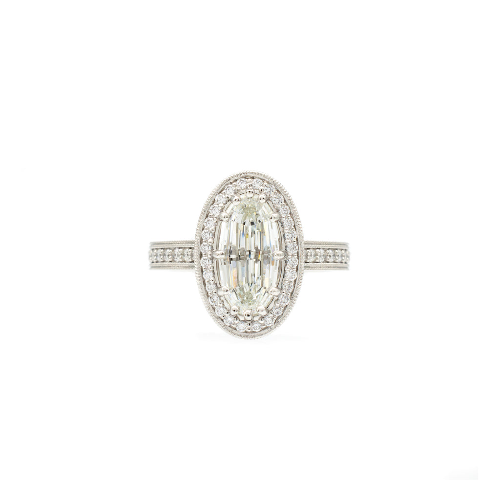 Oval Milgrain Halo Ring