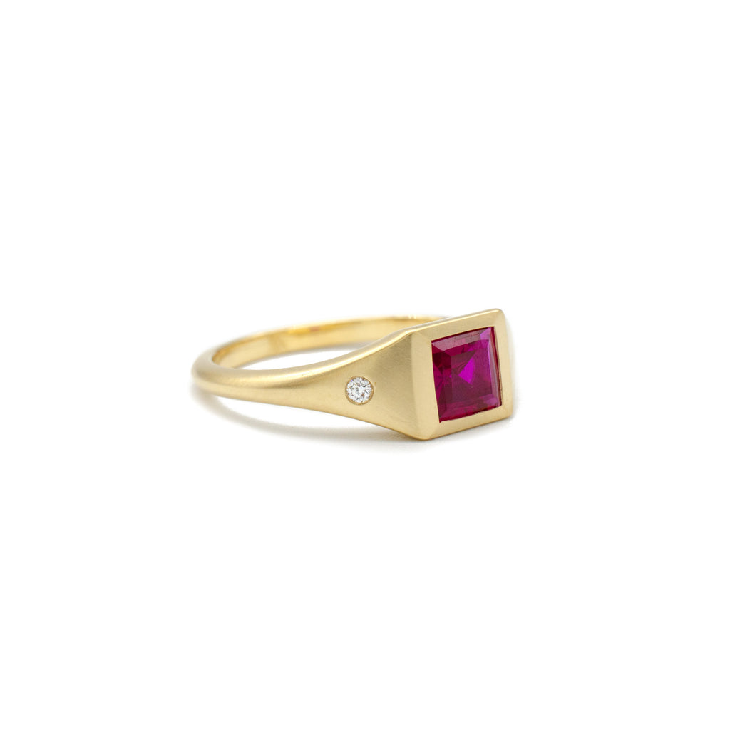 Rubellite Flat Top Ring