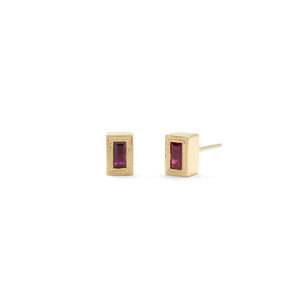 Triple Milgrain Ruby Studs