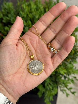 23mm Ancient Coin with Pegasus & Athena