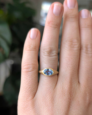 Denim Sapphire Flat Top Ring