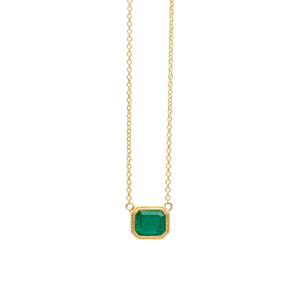 .65ct Emerald Milgrain Necklace