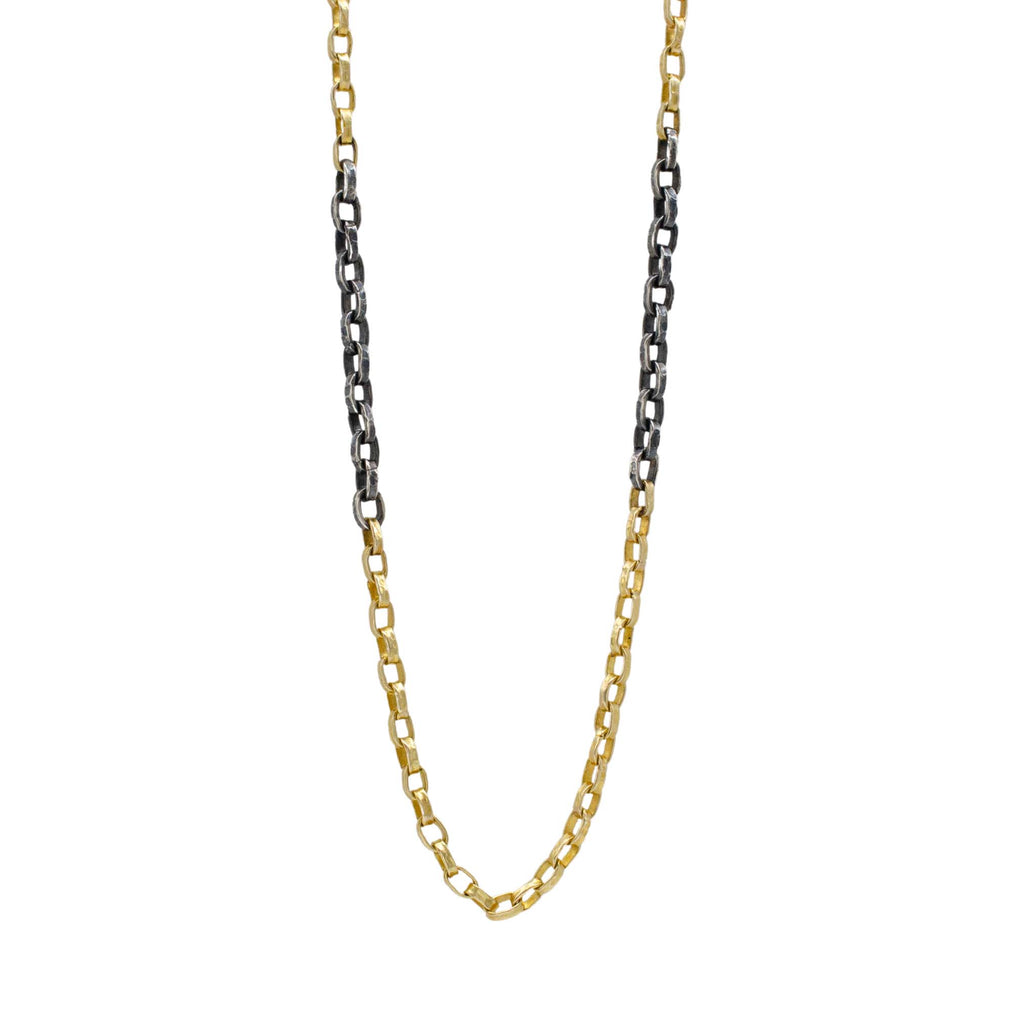 Gold & Oxidized Sterling Handmade Chain 26"