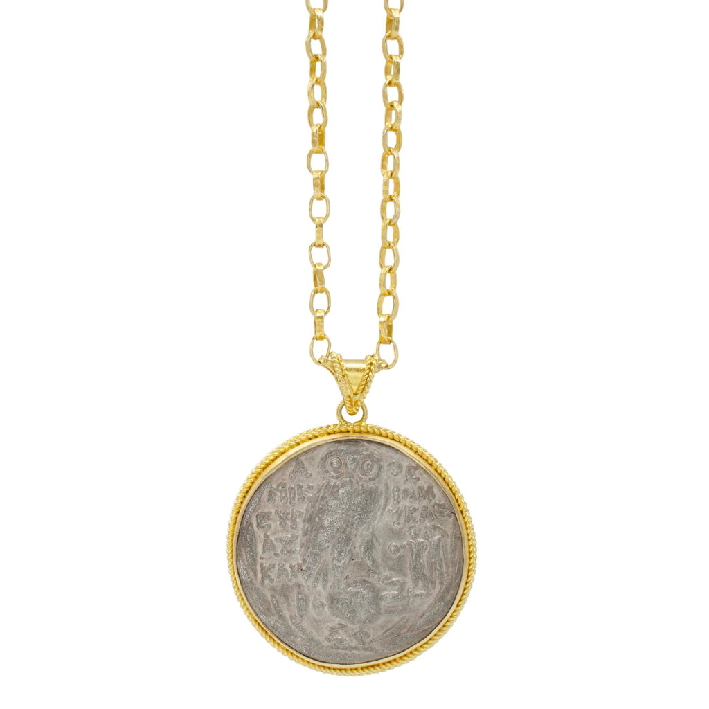 28mm Ancient Coin with Owl of Athena