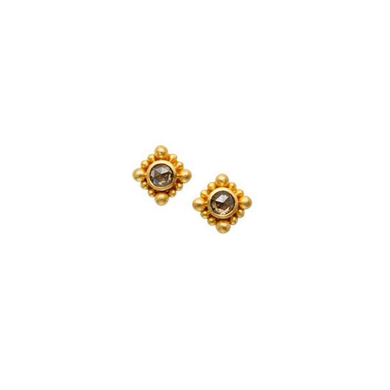 Rustic Diamond Orb Studs