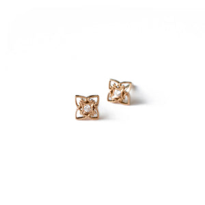 Rose Gold Milgrained Diamond Studs