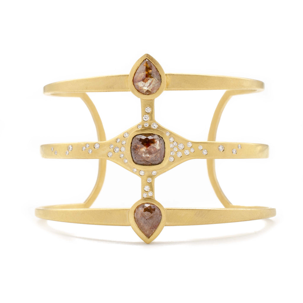 Triple Rustic Diamond Cuff Bracelet
